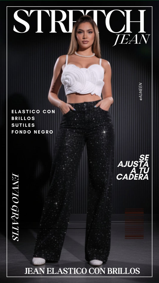 JEAN OVERSIZE BRILLOS ELASTICO®💖